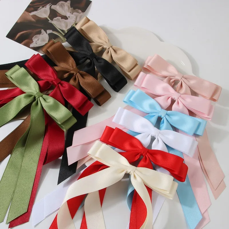 New Polyester Cotton Double Layered Bow Hair Clip Duckbill Clip Sweet HairClip One Line Clip Hair Accessory