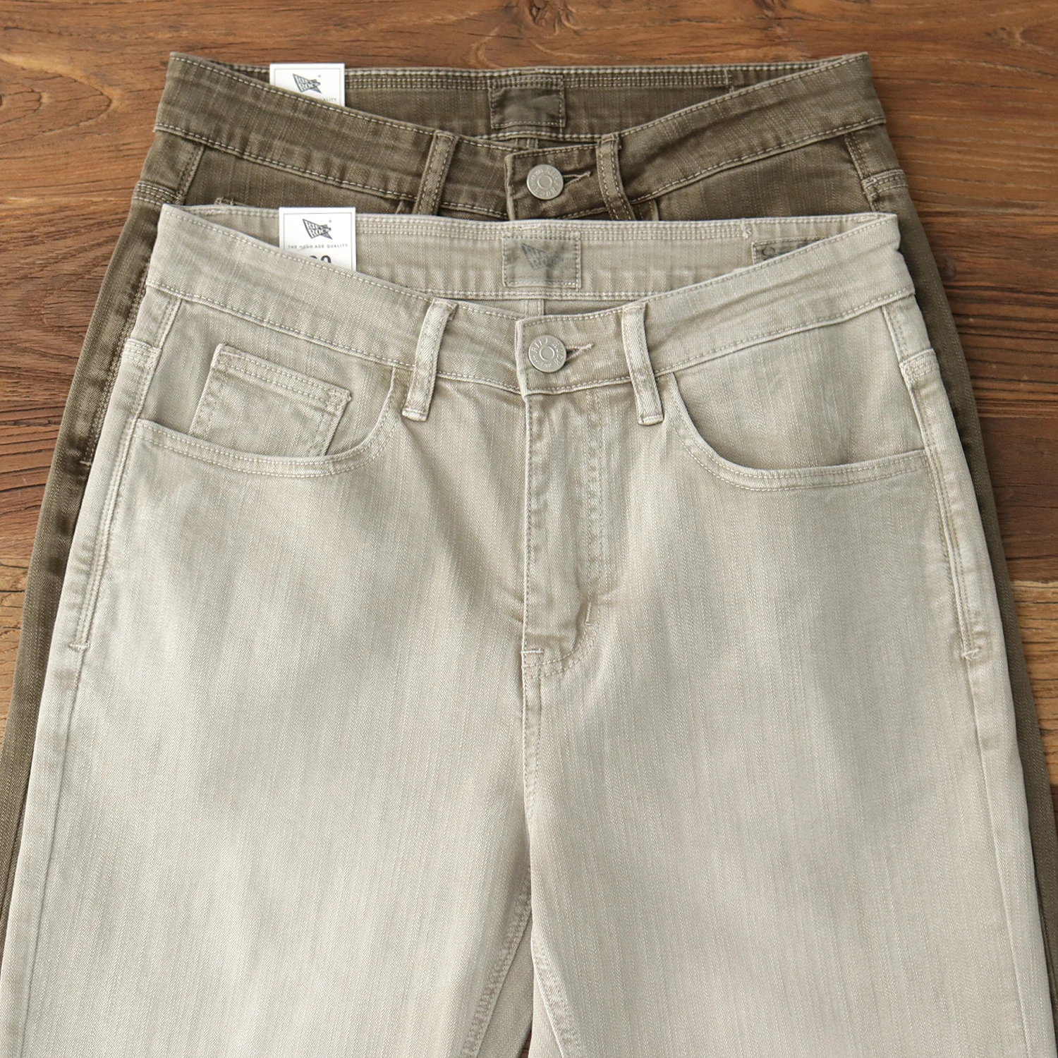 

2025 Spring Autumn New American Retro Denim Elastic Sand Wash Jeans Men's Simple 92% Cotton Casual Slim Straight Pencil Pants