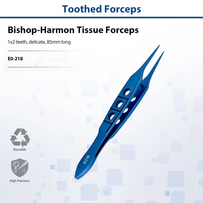 Titanium Alloy Bishop-Harmon Tissue Forceps Fine Teeth Precision Ophthalmic Microsurgery Tissue Grasping Forceps