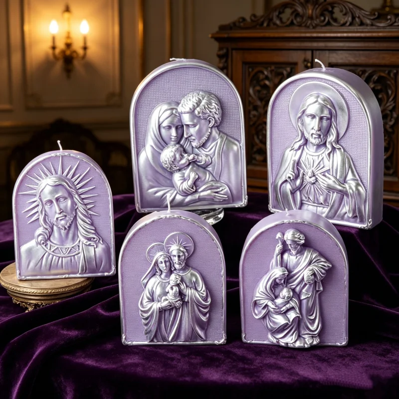 Molde de Silicone para Velas e Sabonetes Religiosos: Família Católica, Jesus, Virgem Maria, Sagrado Coração, Sagrada Família, Figuras e Arcos