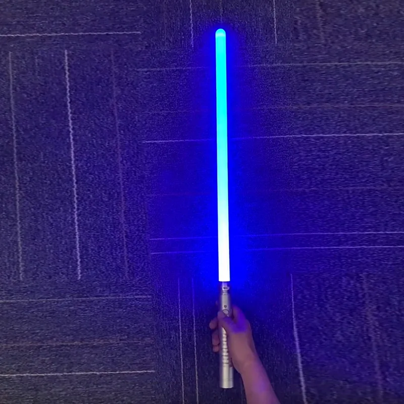 1PC 75cm RGB Metal Lightsaber Dueling Smooth Swing Laser Sword Saber 7 Color Changing 1 Sounds FOC Rave Weapon Flashing Toy