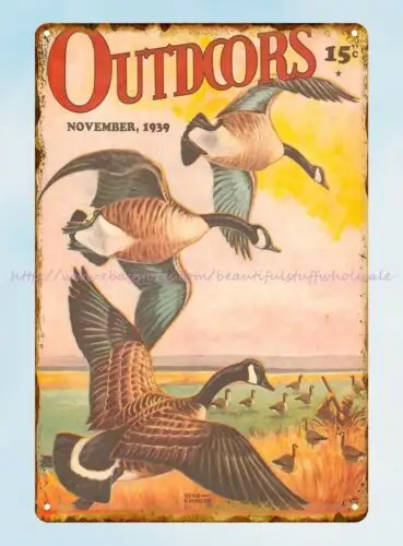 bar pub signs Outdoors 1939 magazine cover geese duck hunting metal tin sign