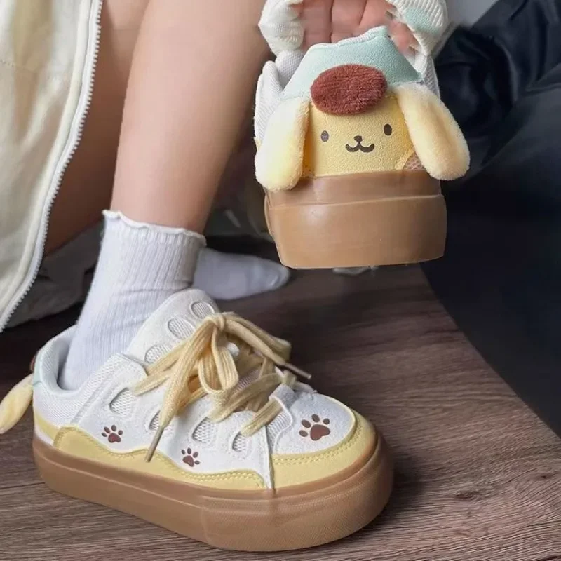 

Girly Heart PomPomPurin Anime Kawaii MINISO Bread Shoes Female Thick Sole Students Sneakers Lovely Doll Gifts for Girls