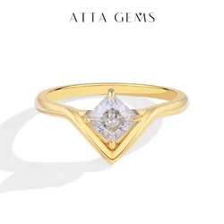 ATTAGEMS 0.8CT Princess Cut Moissanite Engagement Ring for Women 925 Sterling Silver Wedding Anniversary Fine Jewelry for Unique