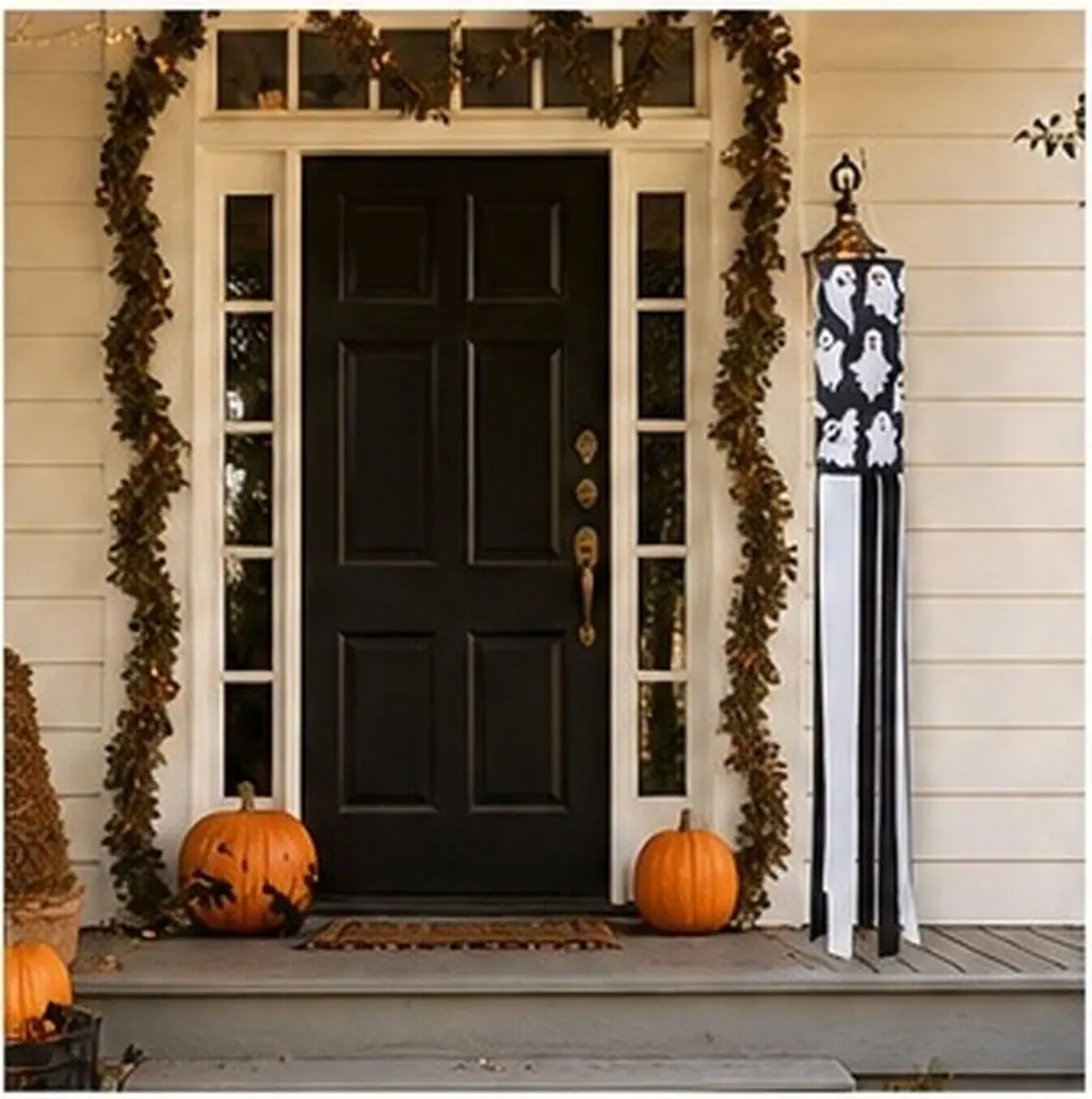 Halloween Windsock 100Cm Haunted Hanging Flag Outdoor Decorative Windsock for Yard Party Haunted Hanging Decor