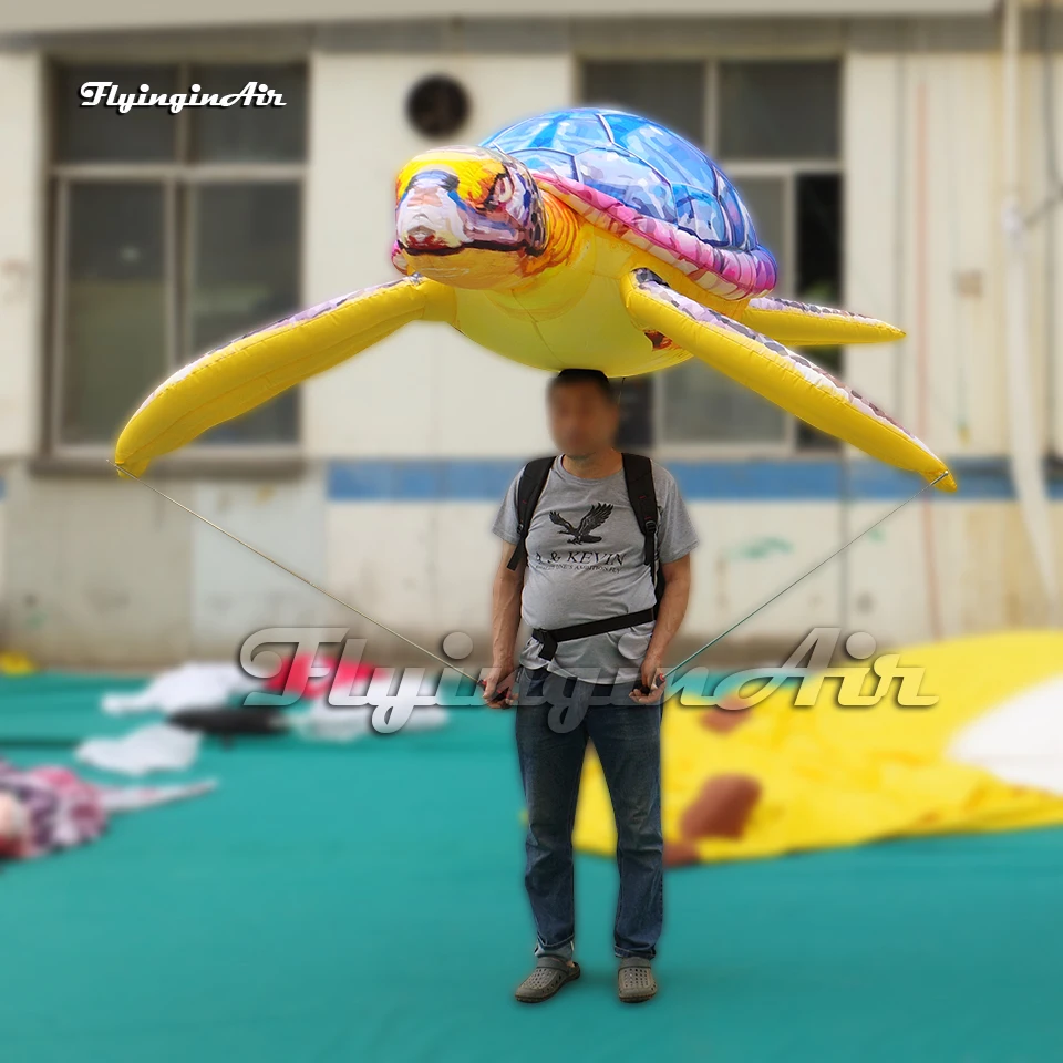 2.5m Fantastic Parade Performance Walking Inflatable Turtle Puppet Controlled Blow Up Sea Animal Balloon For Event Show