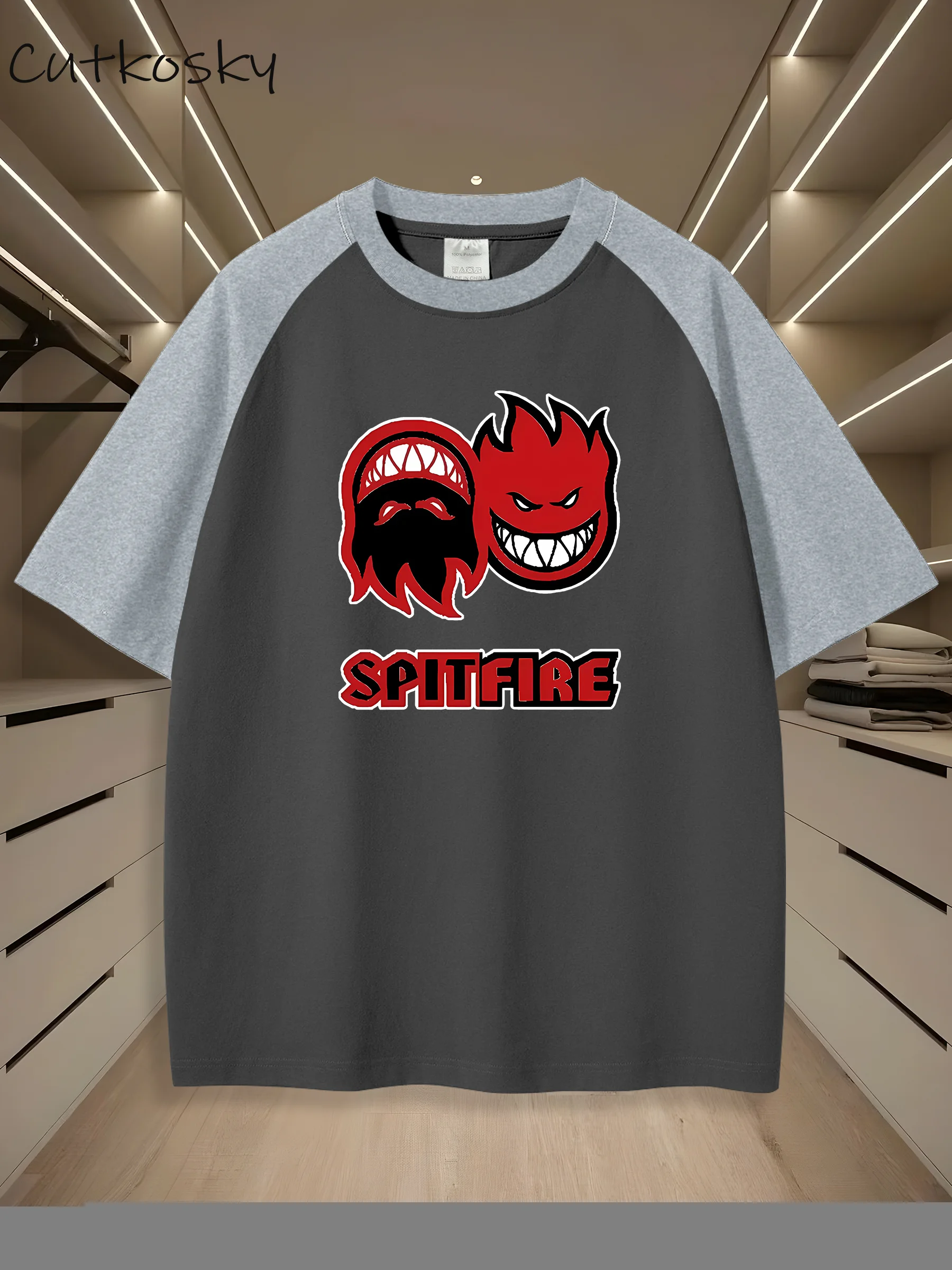 تي شيرت - تي شيرت صيفي كاجوال للرجال، تصميم أحمر وأسود، قماش خفيف الوزن، مثالي للارتداء الكاجوال أو الهدايا #3