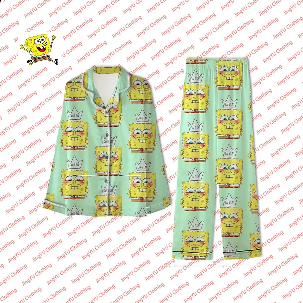 Cute pajamas set fashionable and comfortable casual home pajamas couple style SpongeBob cartoon pajamas 2024 summer new style