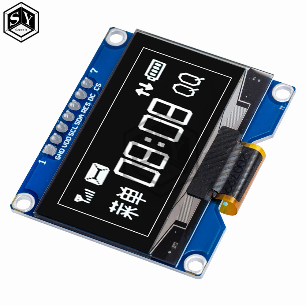 1.54 inch 7PIN White Blue OLED Screen Module SSD1309 Drive IC Compatible for SSD1306 SPI Interface 128*64