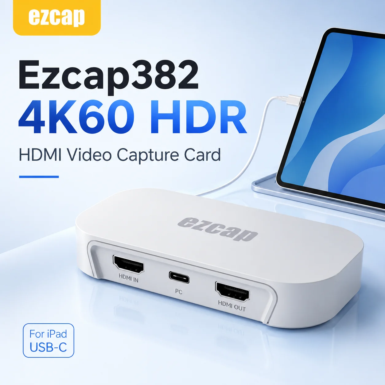 Ezcap382 4K60 HDR HDMI Video Capture Card USB C Game Recorder Grabber for PS5 Xbox Series X S Switch Camera DSLR OBS Live Stream