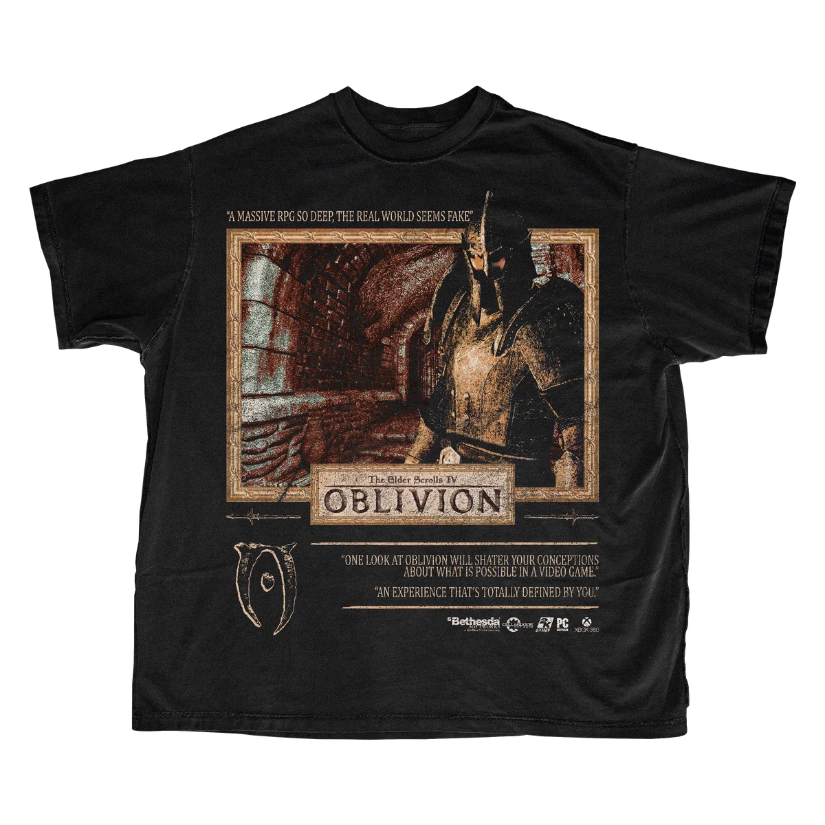 Camiseta retro de Elder Scrolls Oblivion Bethesda para hombres y mujeres, camiseta gráfica de juego de fantasía vintage, ropa de calle