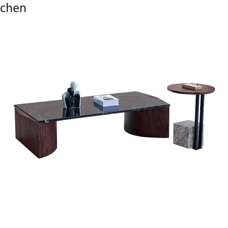 

YFY marble coffee table living room home light luxury modern small apartment wabi sandy wind square minimalist combination