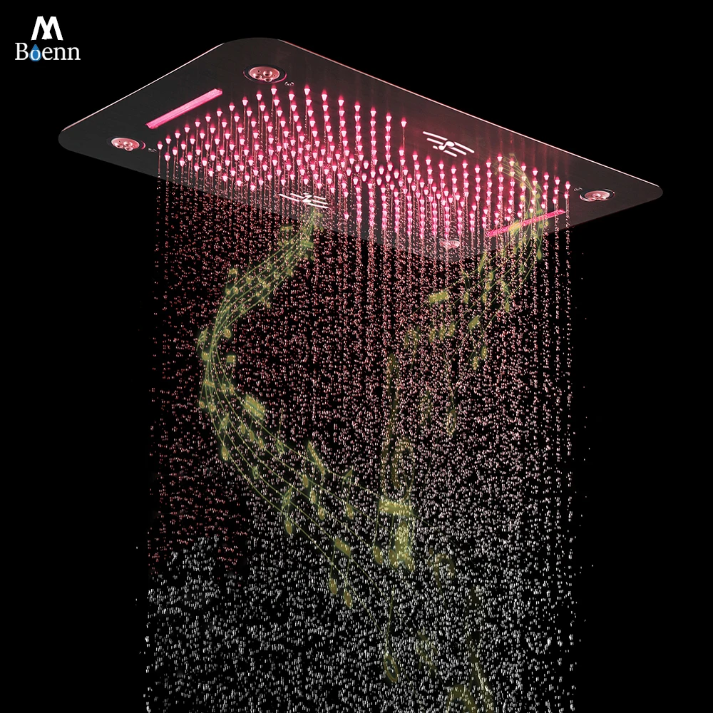 

M Boenn 3 Functions Black Shower Head Rainfall Lavish Showers Experience Bathroom Embedded Ceiling Rotating Water Shower Panel