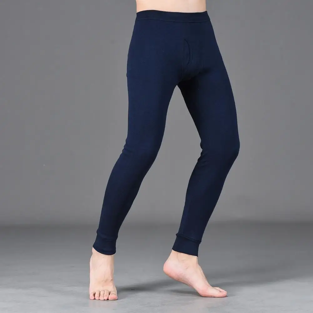 Men Winter Long Johns Great Elasticity High Waist Thick Warm Open Crotch Skinny Casual Plus Size Ankle-banded Underwear Trousers