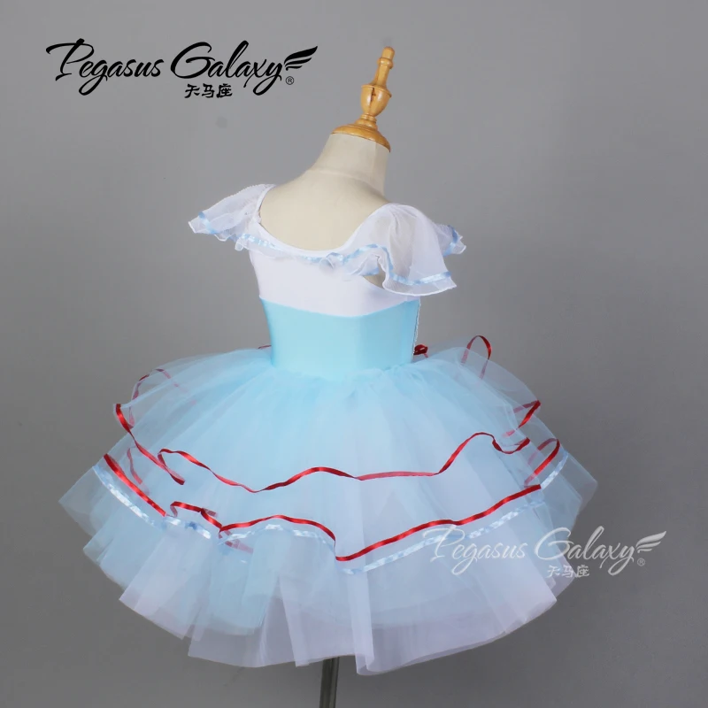 فستان رقص الباليه توتو فستان فتاة كعكة الشاش الأزرق فستان الأطفال الكبار مرحلة الأداء زي النساء الفتيات يظهر ملابس الرقص