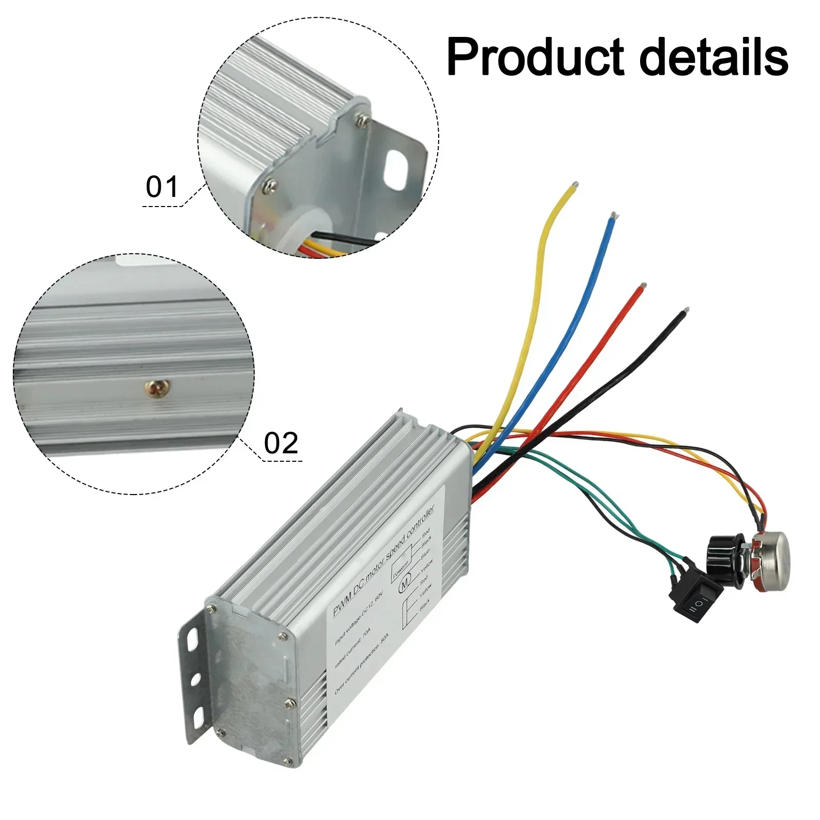 70A DC Controller DC Motor Controller Speed Adjustment Range Stable Performance Potentiometer Control DC Motor Speed Regulation