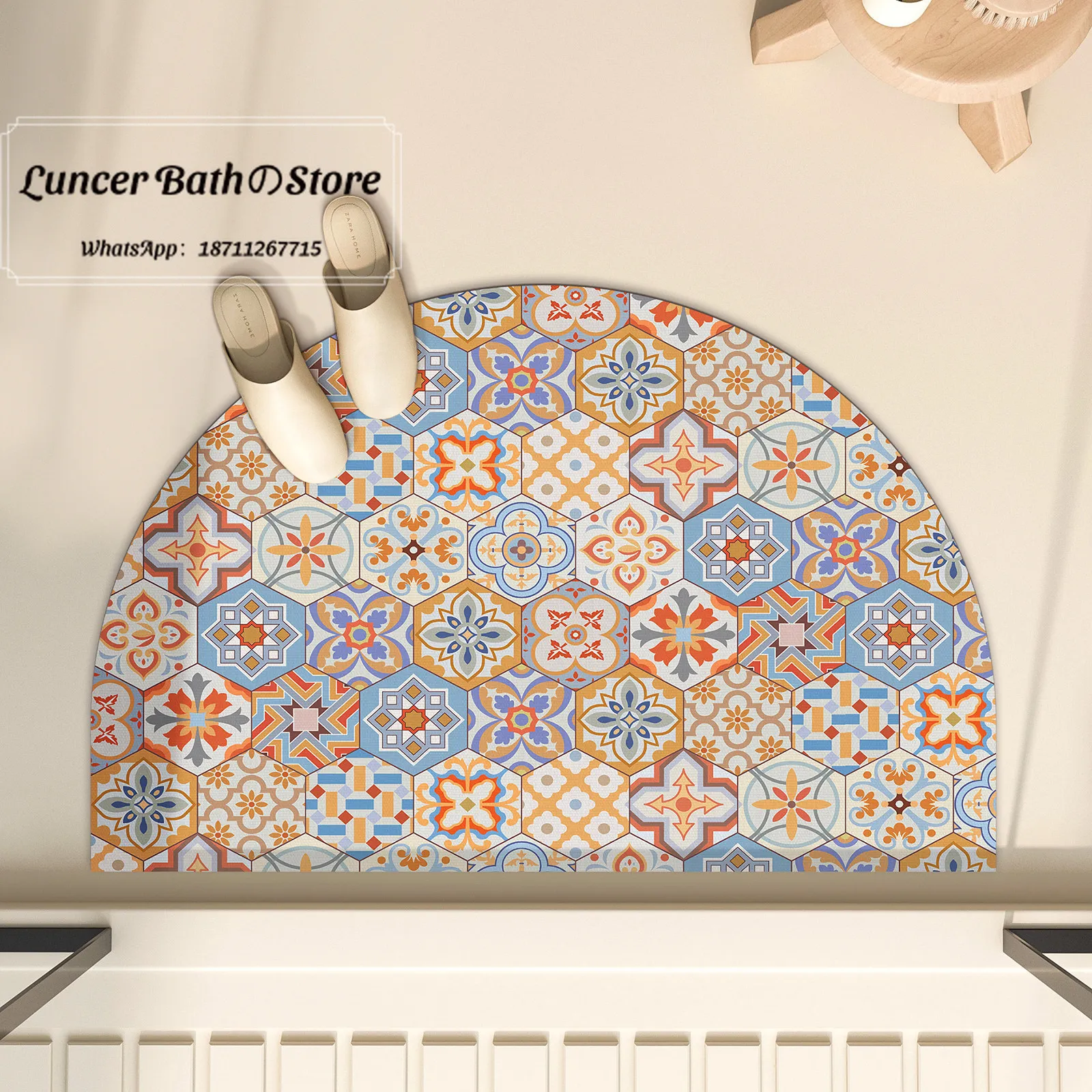 Retro bathroom mats are convenient for home use, and the absorbent quick drying mats can be cut