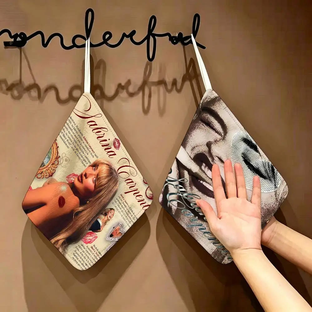 Pop Singer S-Sabrina Carpenter Hanging Polyester Cotton Towel, Reusable Hand Wiping Cloth, Wear Resistant for Home Kitchen Sink