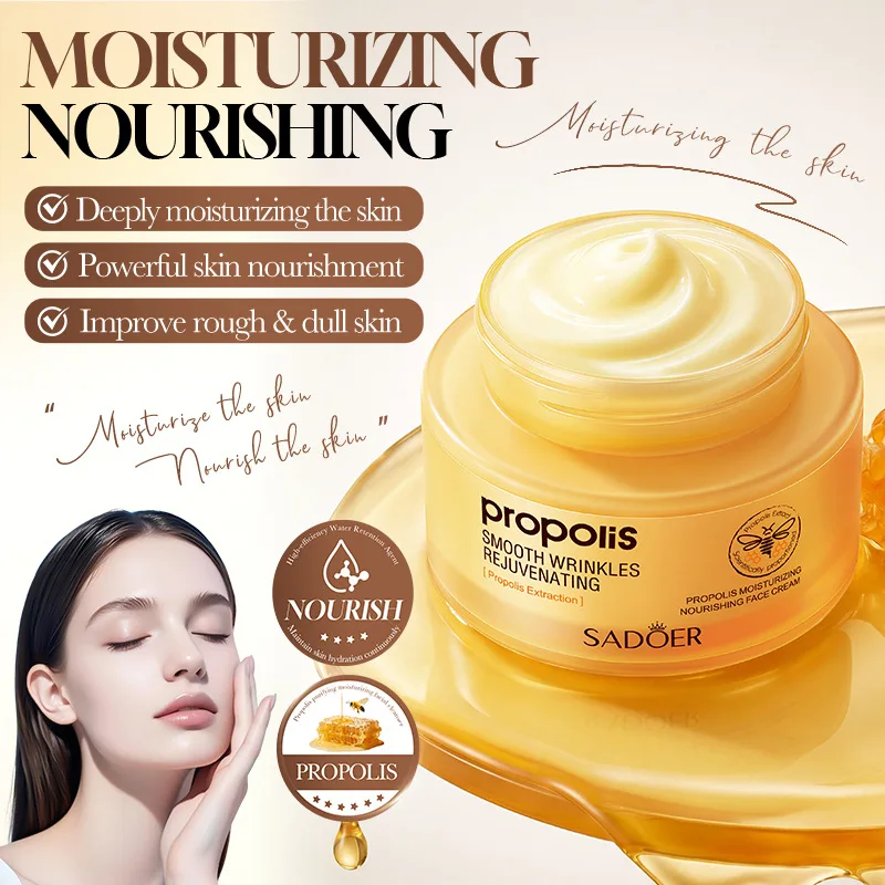 Crema Facial de Propóleo Hidratante, Nutritiva, Suavizante y Rejuvenecedora para Piel Seca, Hidratación y Cuidado de la Piel, 50g