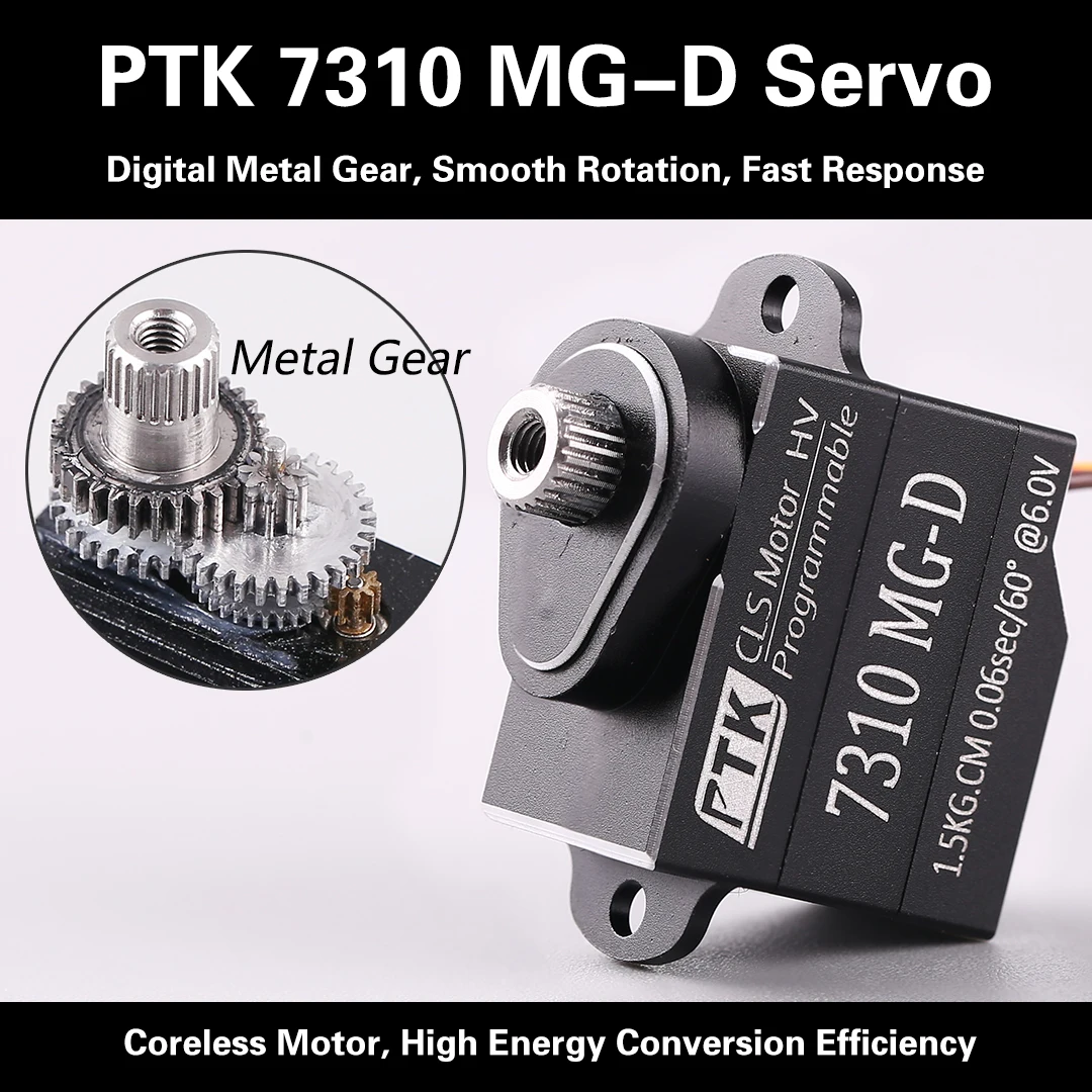 

PTK 7310 MG-D Mini Servo for Micro RC Car Full Metal Professional Drift Servo Ultra-Fast Response 1.5ms Deadband