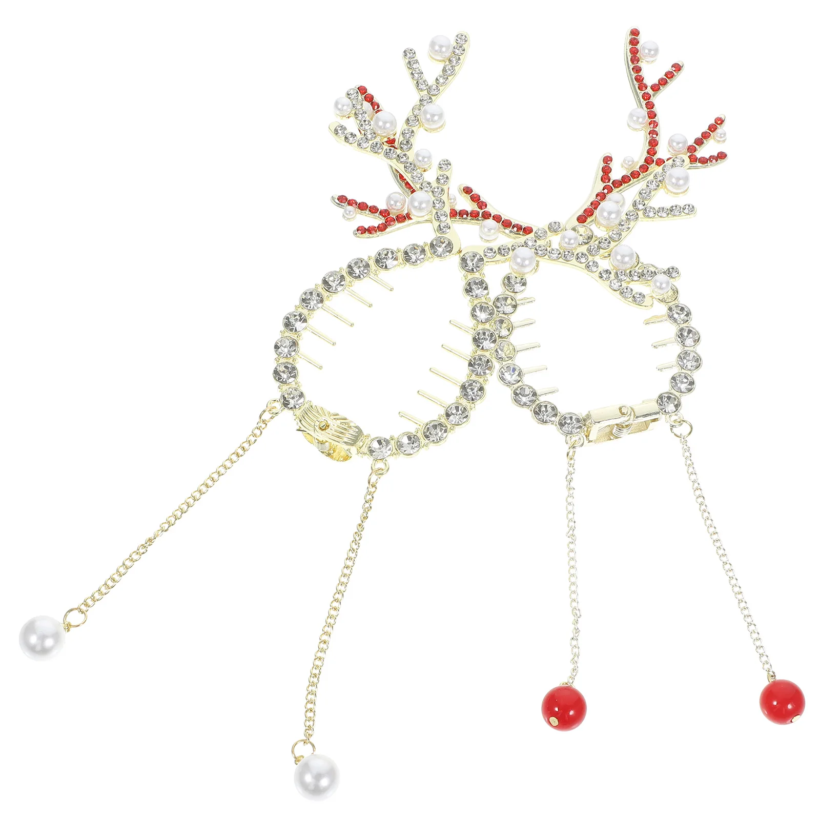 

2 Pcs Reindeer Antler Hair Clips for Women Christmas Ponytail Accessories Claw Clips for Thick Thin Hair Alloy Holder