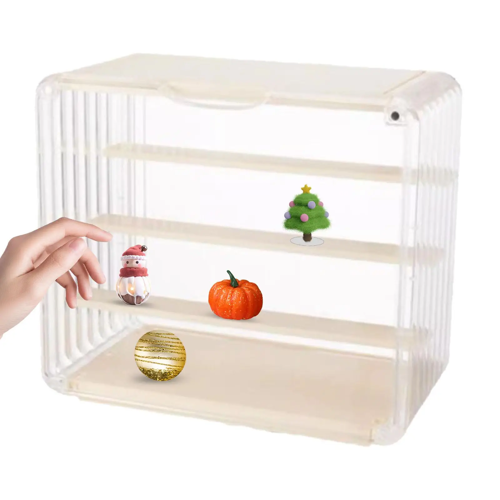 

Toy Display Cabinet Doll Storage Box Assemble Showcase Dustproof Toy Showcase Box Clear Toy Display Case for Office Desk Home