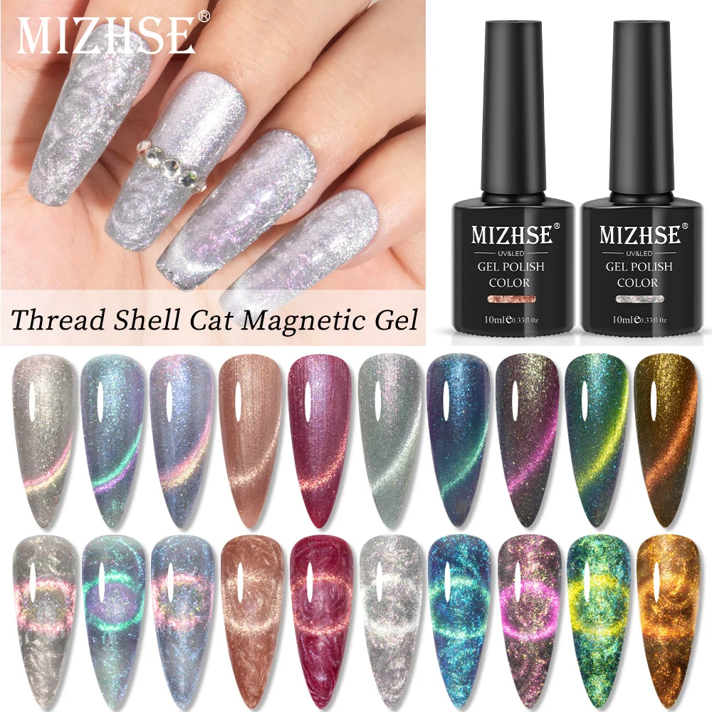 

MIZHSE 10ml Thread Shell Cat Eye Gel Nail Polish Soak Off UV Gel Pearl Magnetic Cat Varnish Semi Permanent Lacquer Manicure Art