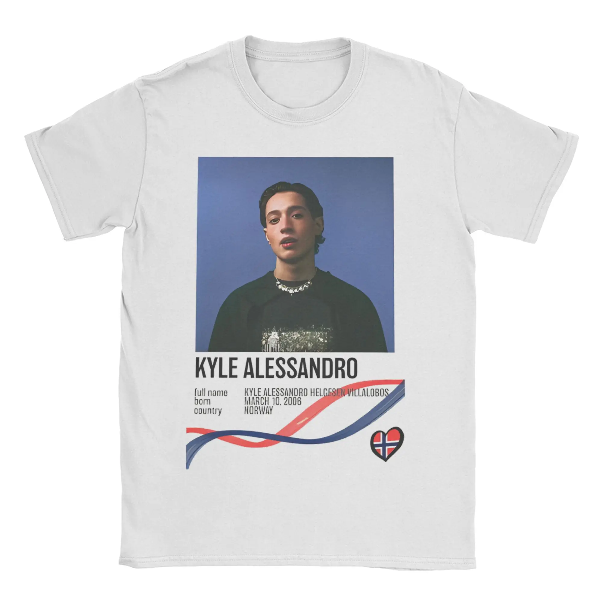 Kyle Alessandro T Shirts Männer Baumwolle Vintage T-Shirt Runde Kragen Song Contest 2025, T Shirt Kurzarm Kleidung Große Größe