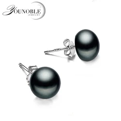 Boucles d'oreilles en argent Sterling 925 véritable pour femmes, bijoux en perles d'eau douce naturelles noires, nouvelle mode