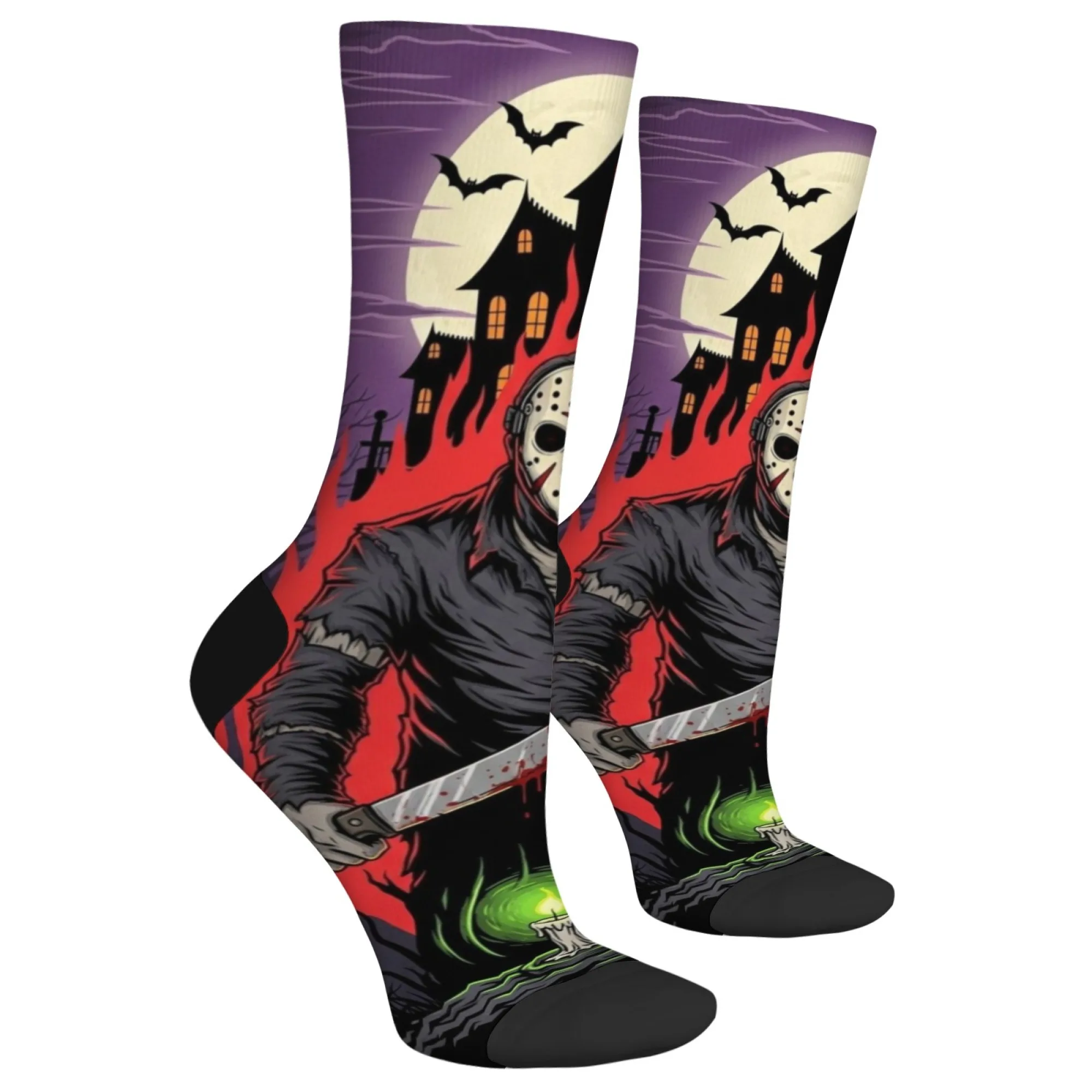Retro Comic Horror Killer Neuheit Herrensocken Harajuku Stil Verrückte Hip Hop Lustige Glückliche Socken Lässige Sportsocken Halloween Geschenk