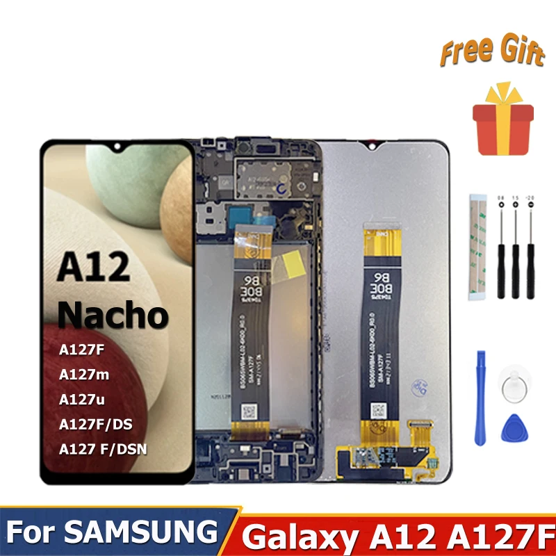 For Samsung Galaxy A12 Nacho A127 LCD Display 6.5'' Full Panel Touch Screen Digitizer Assembly SM A127F A127u Replacement Parts