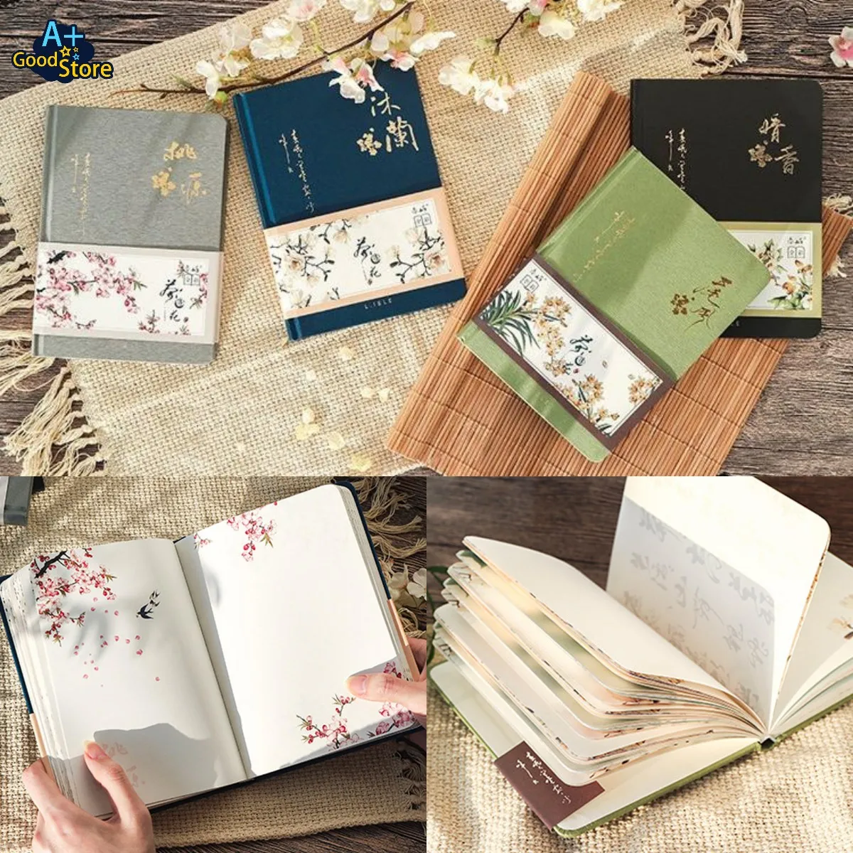 

Chinese Style Colorful Page Notebook Hardcover Diary Journal Notebooks Color Inner Page Planner Student Gift Creative Stationery