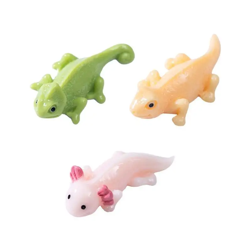10Pcs Cute Mini Resin Axolotl Figurines Realistic Ornament Set for DIY Micro Landscape Gift Home Decor