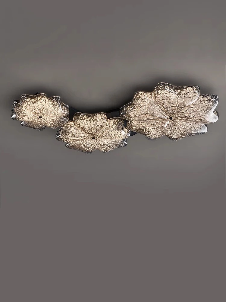 Modern Flower Shaped Ceiling Light Brass/Black Metal Frame Resin Shade Multiple Color Options Flush Mount Lamp For Home Decor