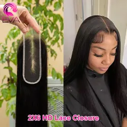 Eva Straight Kim k Closures Human Hair 2X6 HD Lace Closures Body Wave Invisible Swiss HD Lace Melt Skins HD Lace Frontal Only