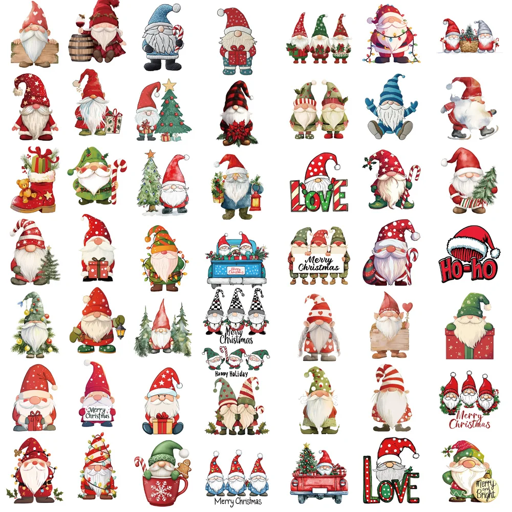 50 pçs feliz natal gnome adesivos pvc decorativo para casa 2024 adesivo de parede presente ano natal 2025 adesivo de telefone estético