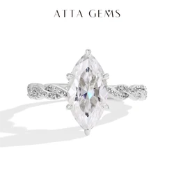 ATTAGEMS 3.0CT Marquise Cut Moissanite Engagement Rings For Women 14*7mm Lab Diamond S925 Sterling Silver Wedding Party Jewelry