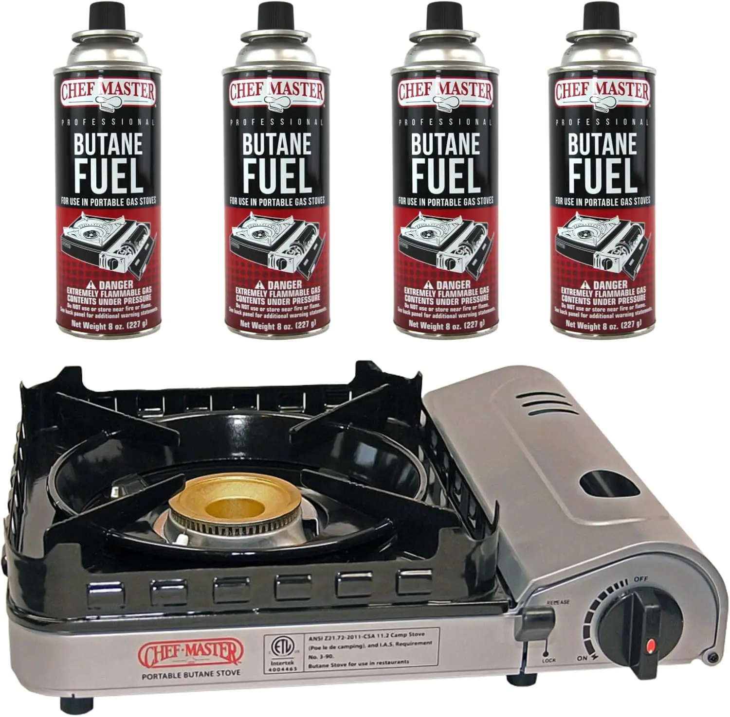 Camping Stove  with   Fuel Canister, 15,000 BTU Double Wind-Guard Portable Stove Burner