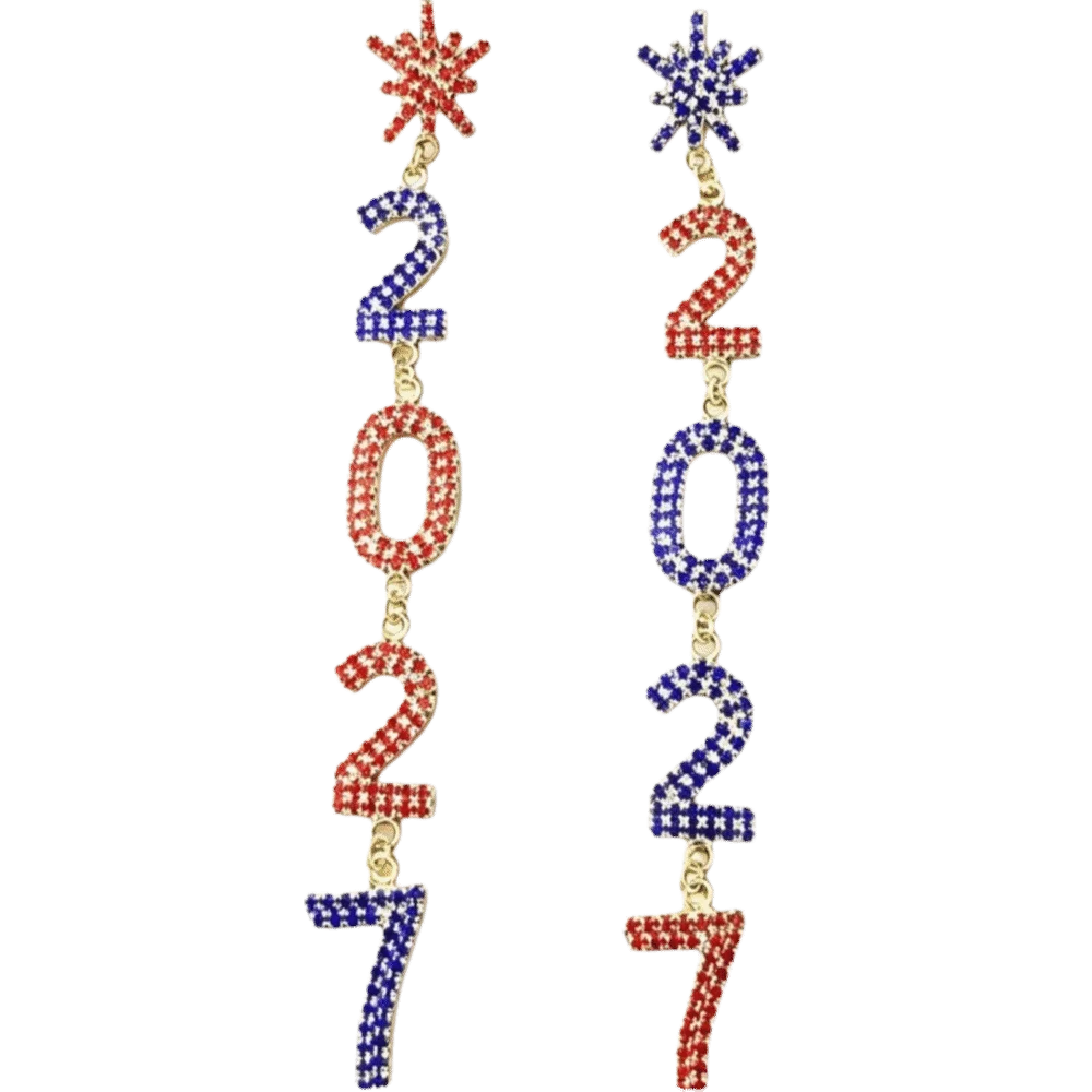 1 Pair/Set Elegant 2027 Long Drop Earring Fashion Temperament 2027 Digital Earrings Jewelry All-Match Women'S Earrings Christmas