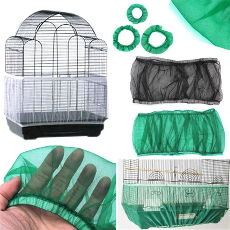 Bird Cage Covers Easy Cleaning Mesh Seed Catcher Guard Bird Cage Net Shell Skirt Dust-proof Airy Mesh Parrot Cage Cover