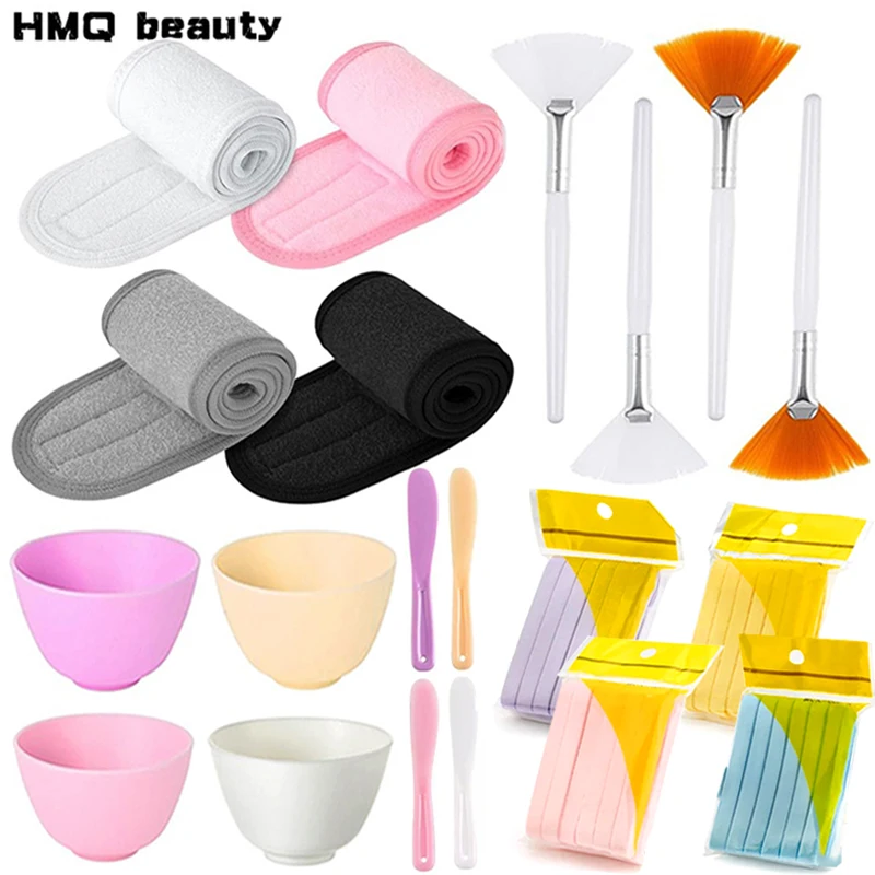 Face Mask Mixing Bowl Set DIY Facemask Mixing Tool Kit with With Face Wash Headband Facial Mask Bowl Spatula Stick Skincare Tool