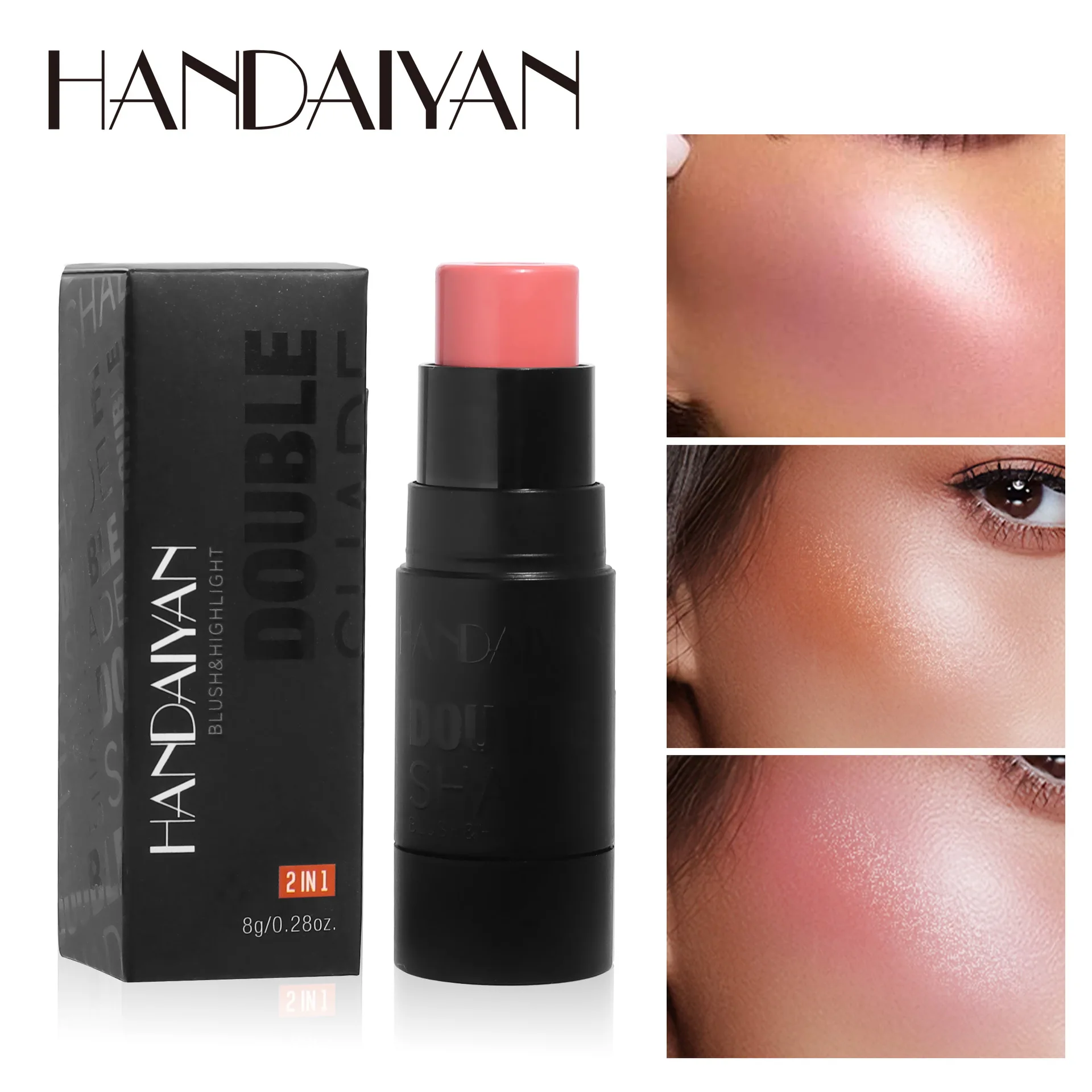 HANDAIYAN Blush Stick Natural Brightening Highlight Stick Solid Blush Repair Cream Makeup For Women Long Lasting Waterproof