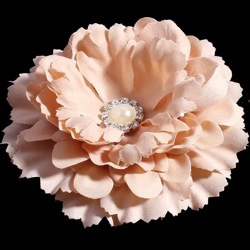 

200pcs/lot 11CM 20 Colors Newborn DIY Chic Shabby Artificial Shaped Fabric Hair Flowers With Pearl Buttons For Baby Headbands