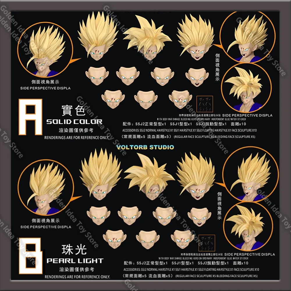 2025 LEFMA & RECUSTOM Voltorb Studio Dragon Ball Super Saiyan 2 Son Gohan figura de acción batalla cabeza dañada accesorios Anime Juguetes