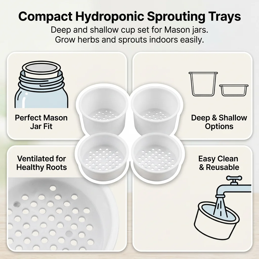 Hydroponic Sprouting Tray Ventilation Growing Kit for Kitchen Counter Herbs Seed Starting PP Plastic Jar Garden Tool