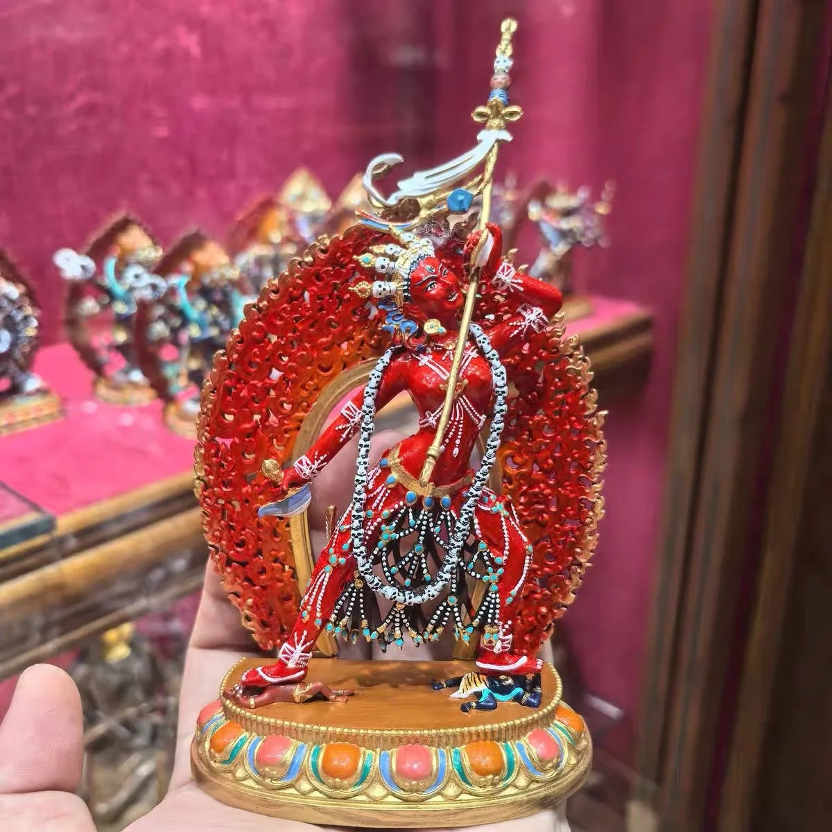 Buddhist temple decoration TOP copper carving painted Buddha statue Buddha Mother DAKINI Kurukulle Vajravarahi family worship
