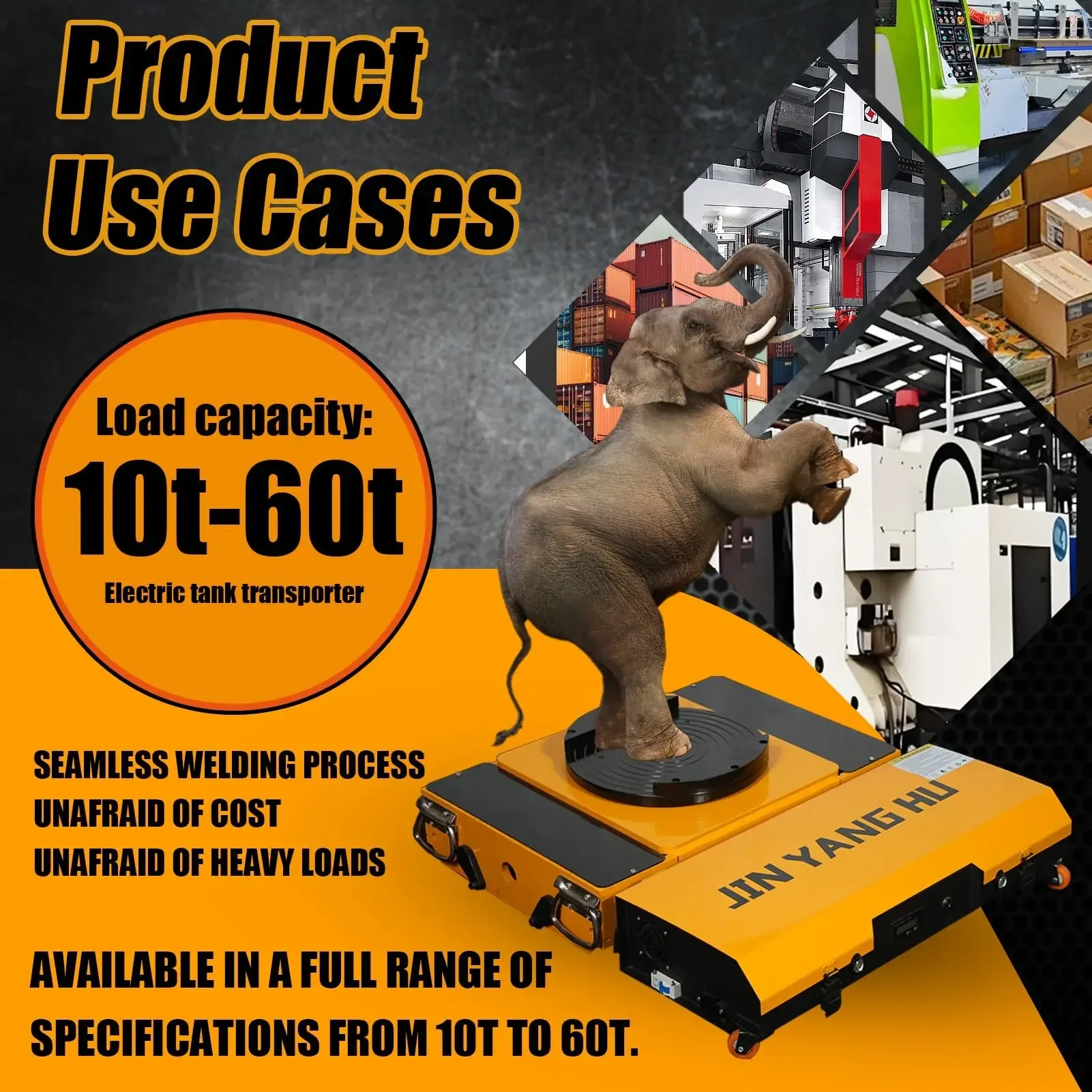10-60T Heavy-Duty Electric Tank Machinery Skate Dolly Wheel Shifter Handling Tool Efficient Heavy Load Moving Equipment