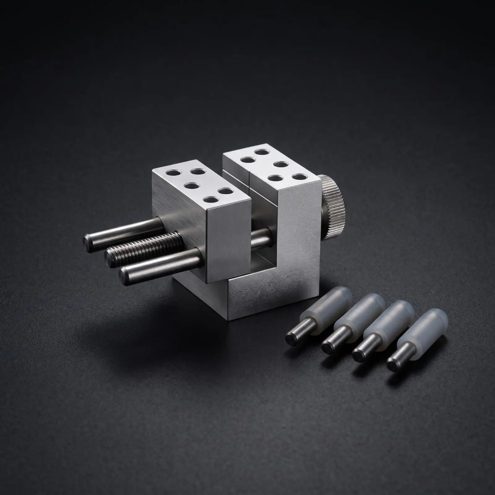 Durable Composite Vise for Intricate Tasks with Four Rubber Coated Rods and Knurled Side Knob