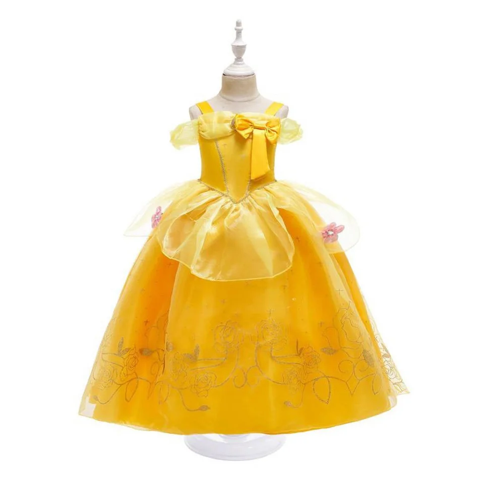 Vestido de princesa sem mangas feminino, Kids Cosplay Dresses Set, vestido de desempenho infantil, roupas de Halloween