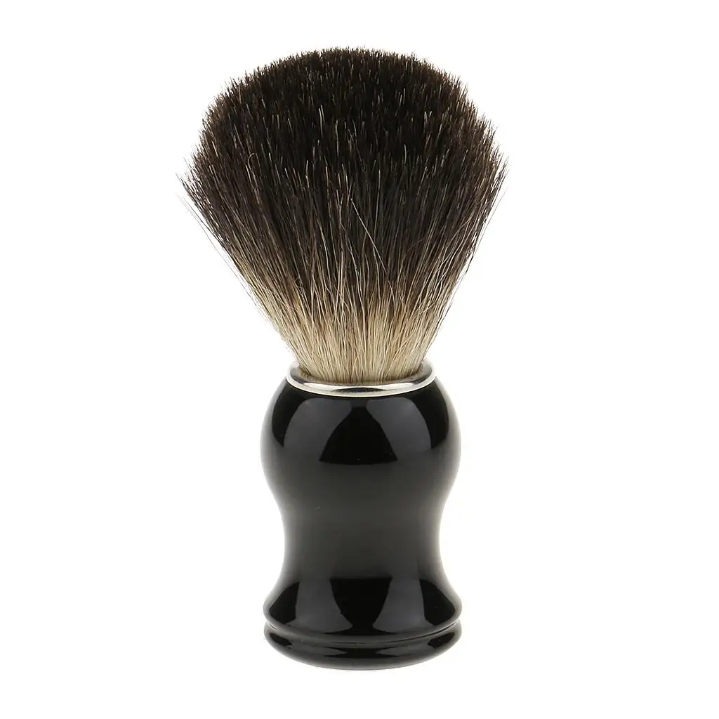 남성용 살롱 이발사 면도 브러시, 블랙 핸들 수염, 얼굴 청소 도구